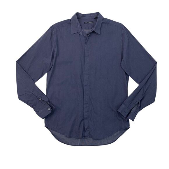 Theory Shirt Mens Medium Nautical White Cotton Stephan Hidden Button Long Sleeve - Picture 1 of 10